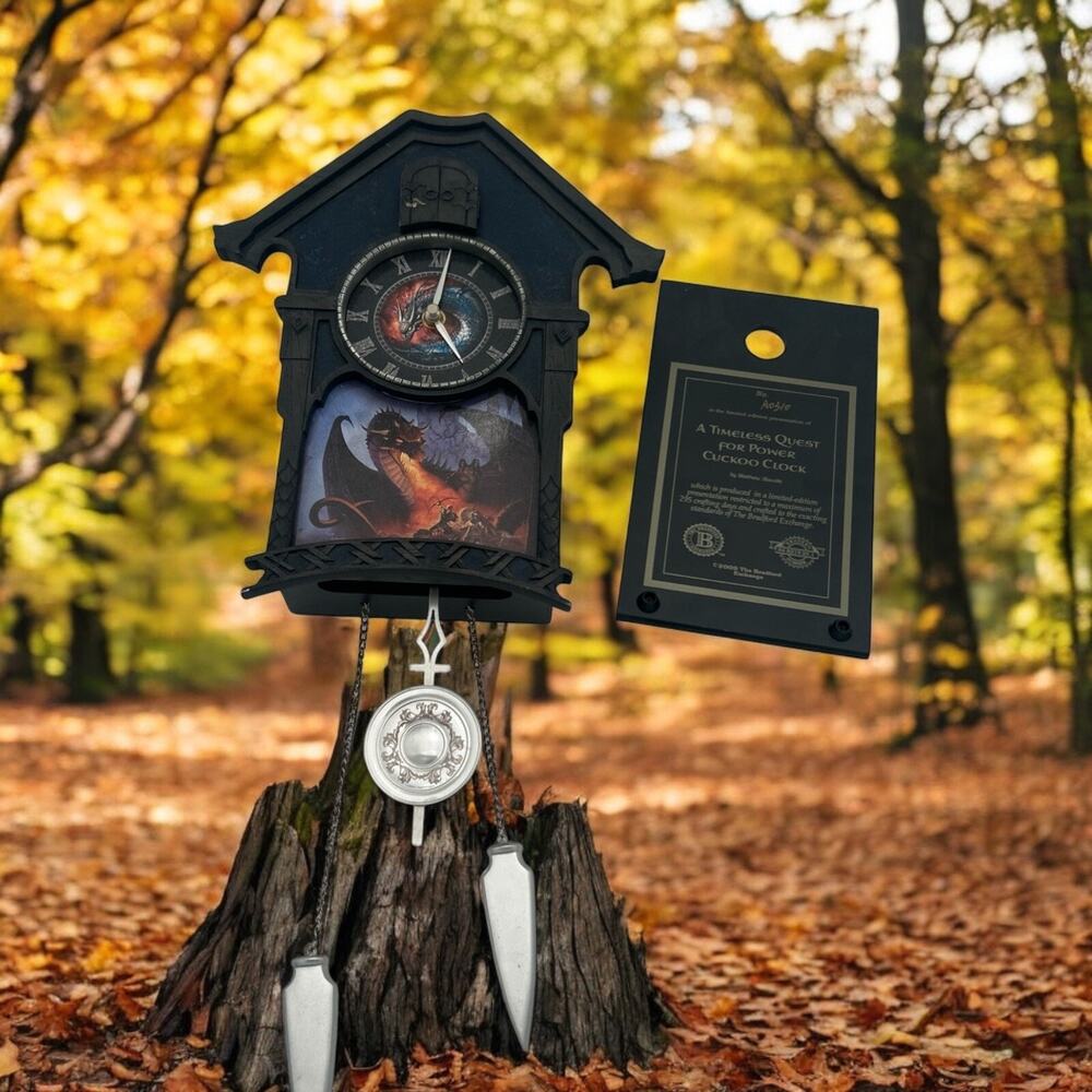 RARE The Bradford Exchange A TIMELESS QUEST FOR POWER Wall Clock Ltd Ed Dragons